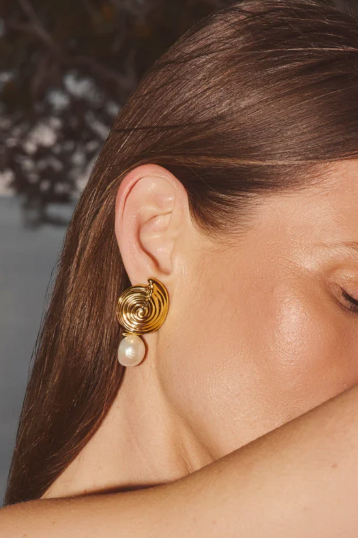 Spiral Detachable Pearl Drop Earrings