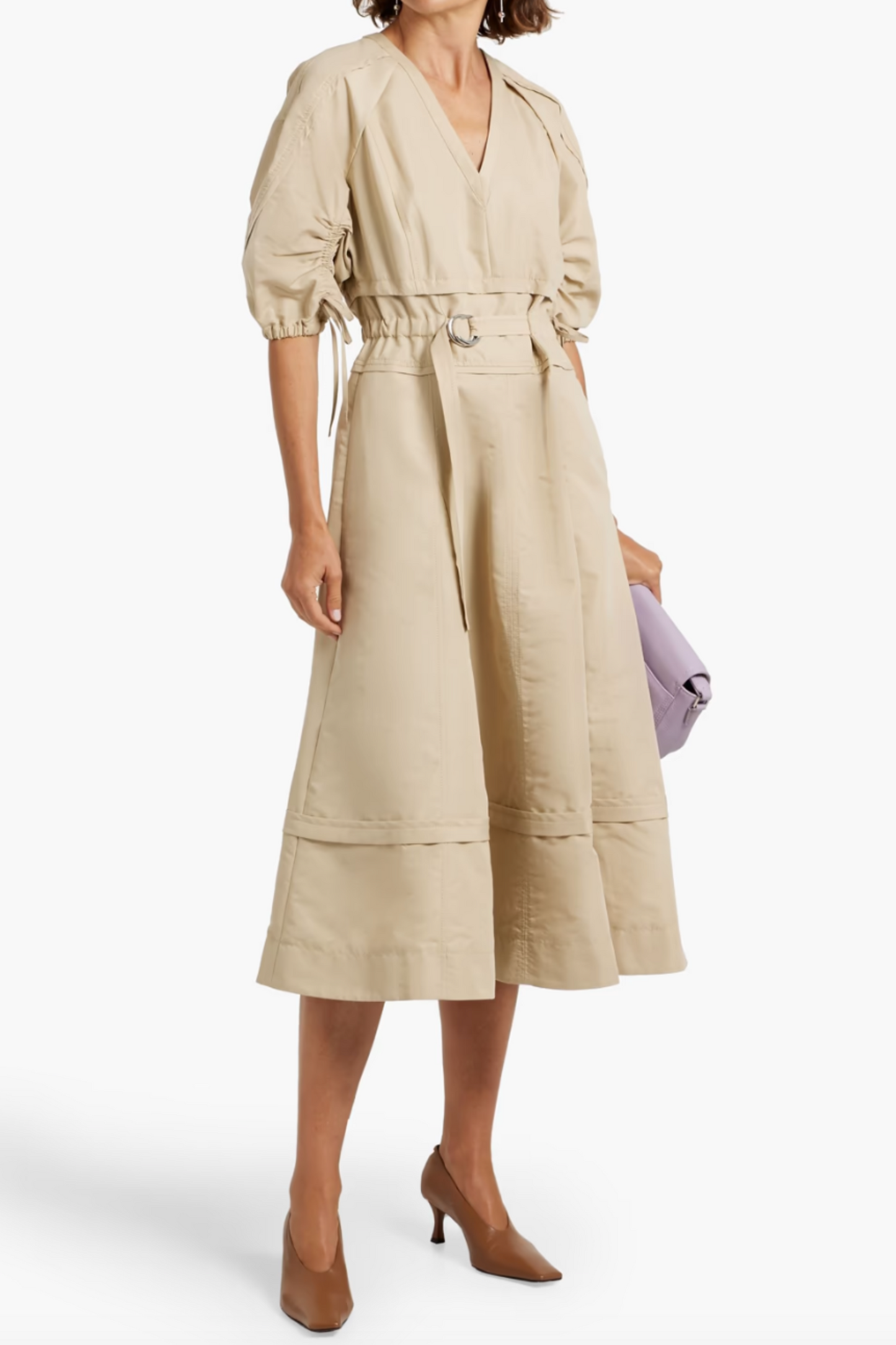 Cotton Blend Ottoman Midi Dress