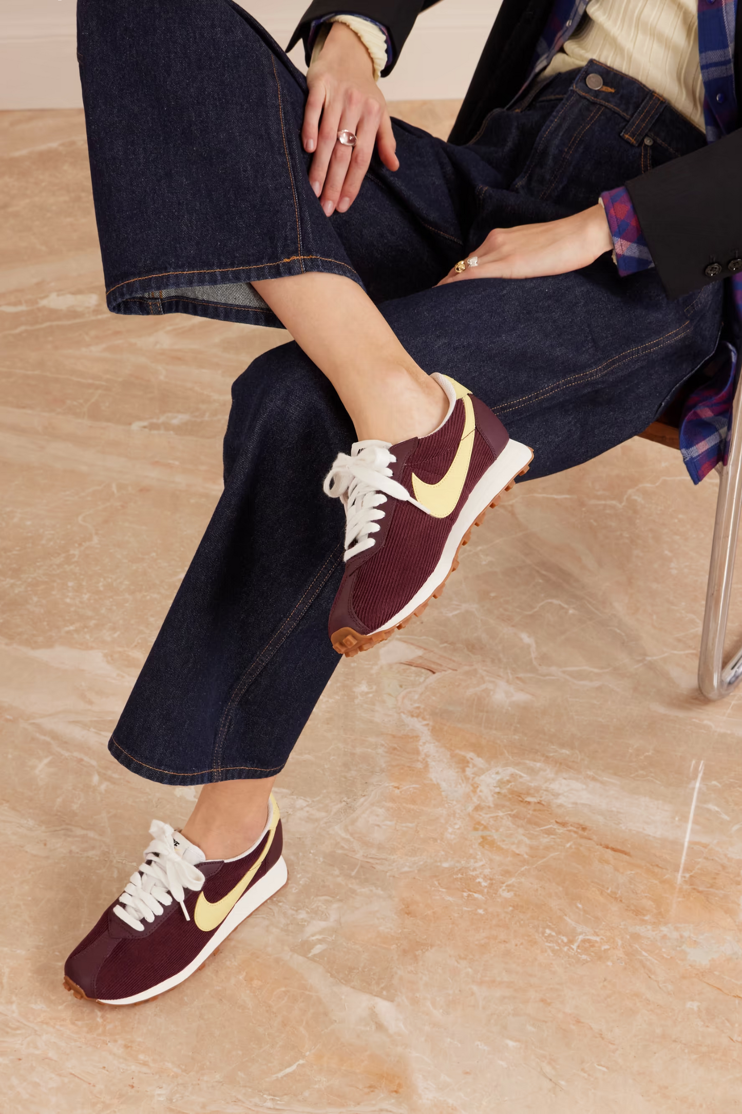 LD-1000 Leather-trimmed Corduroy Sneakers