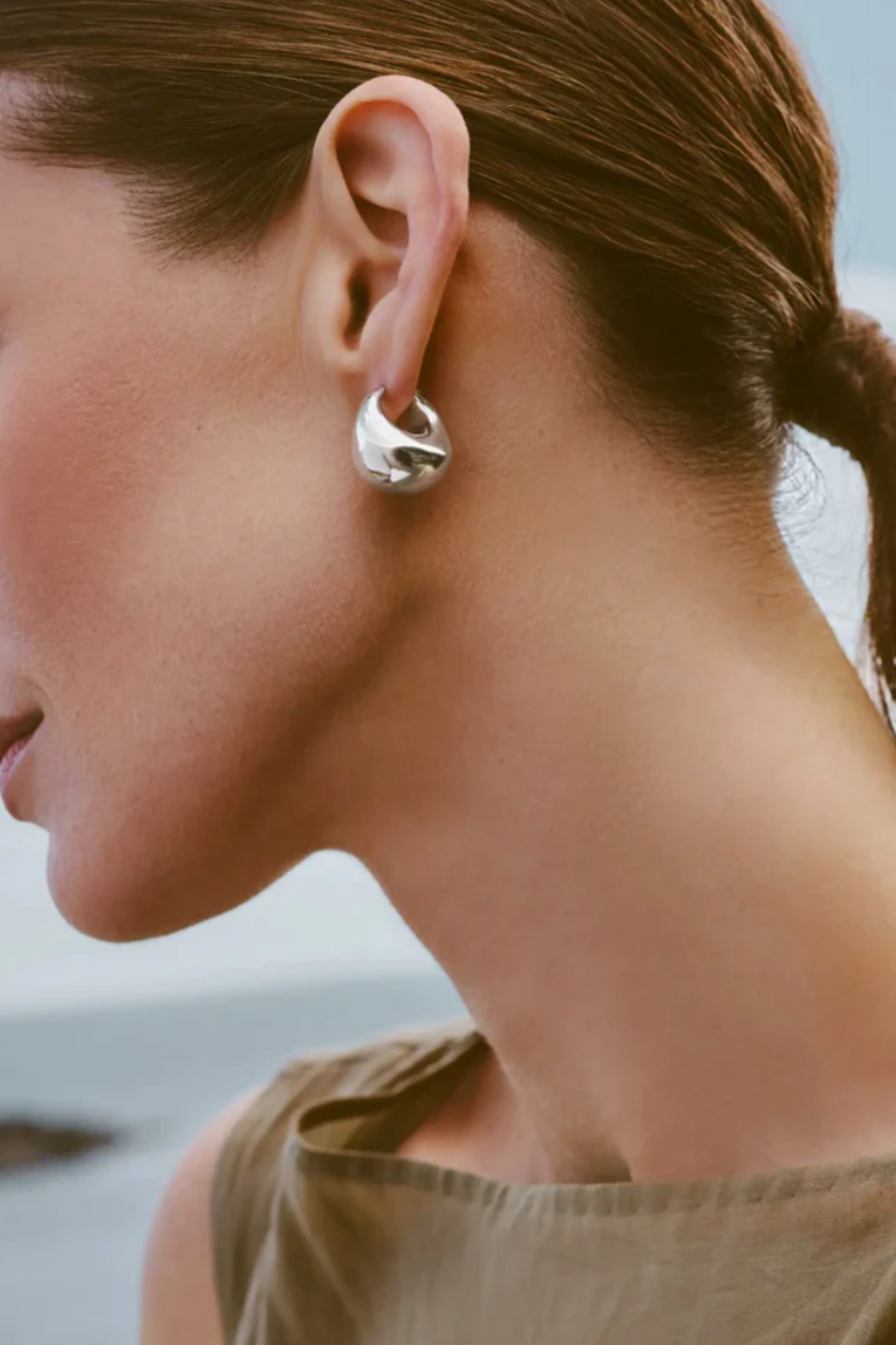 Sculptural Chubby Dome Medium Hoop Earrings