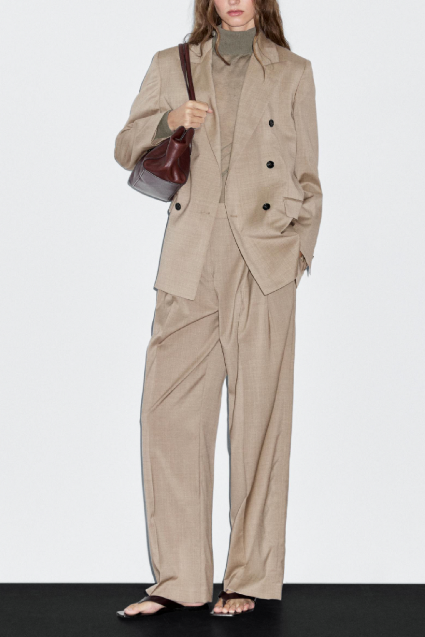 100% Wool Double-breasted Blazer And Darted Trousers