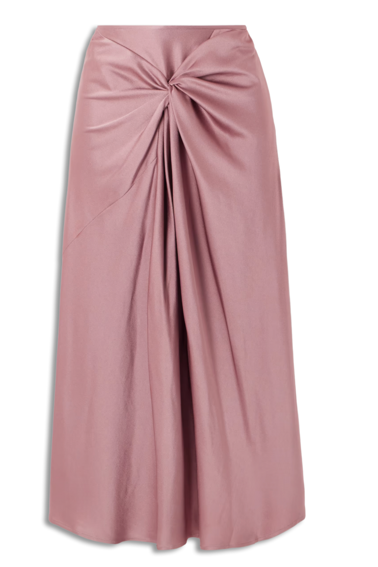 Twist-Front Satin-Crepe Midi Skirt