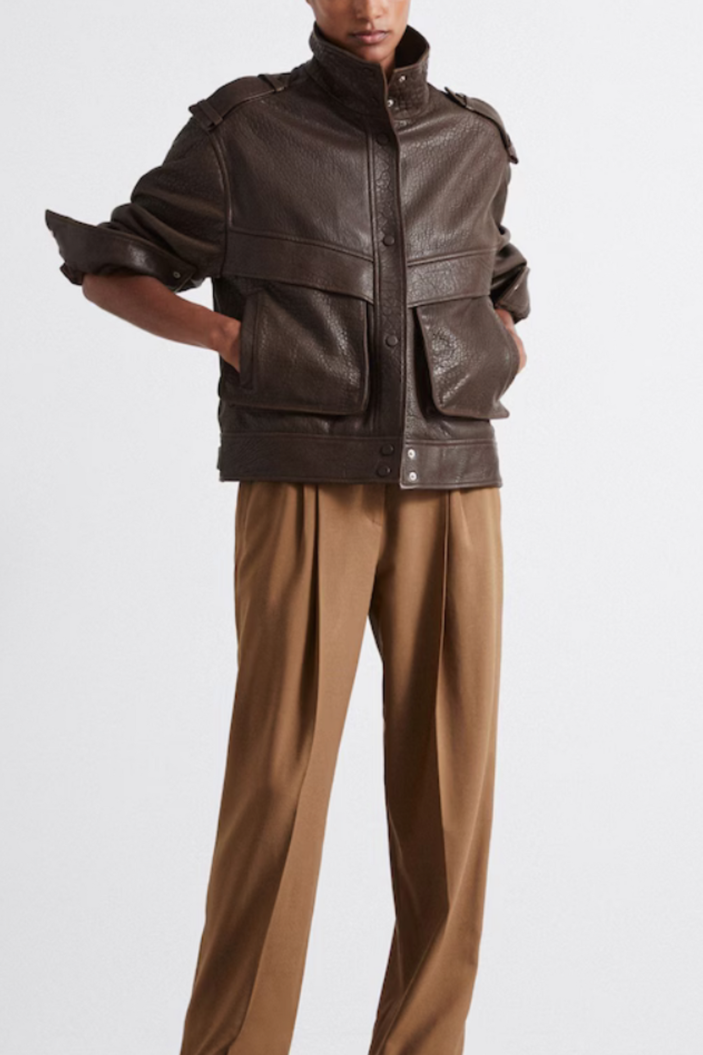 Cleo Atelier Grained Leather Jacket