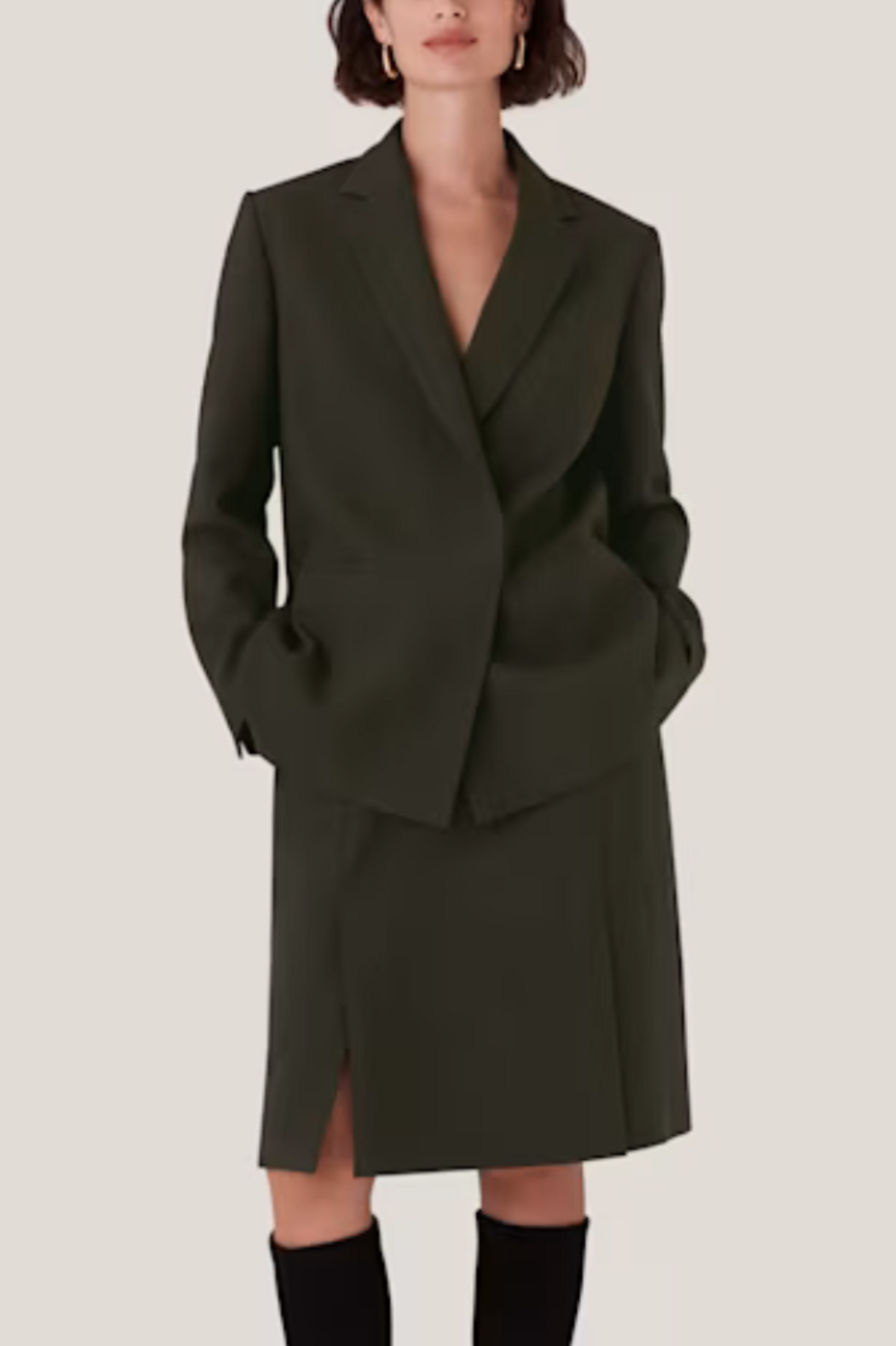 Dark Green Natalie Wool Blend Blazer