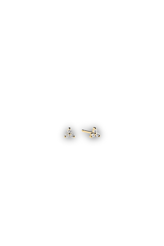 14k Gold Handcrafted Mini Lotus Diamond Studs