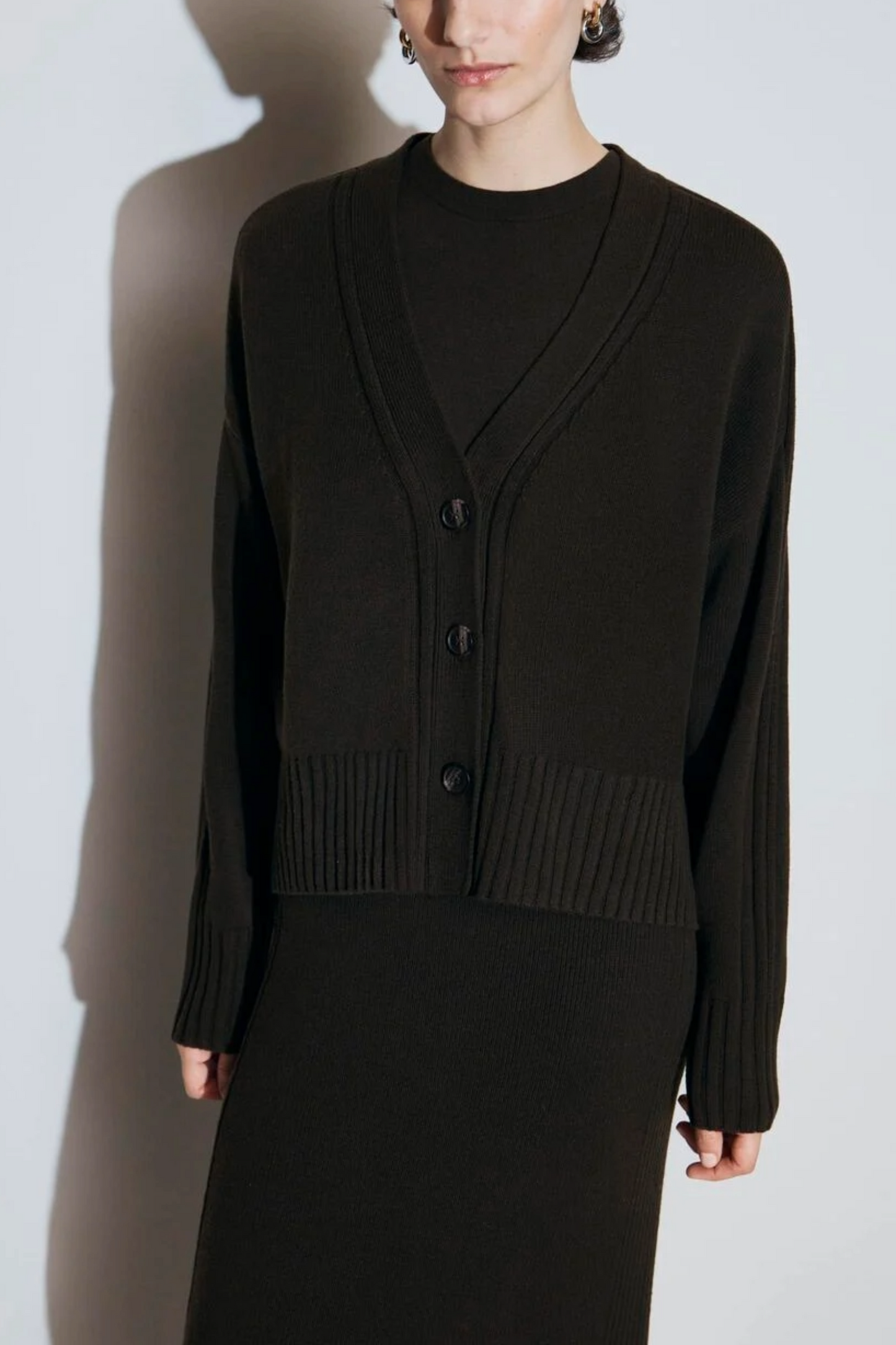 Wentworth Wool Blend V Neck Button Cardigan