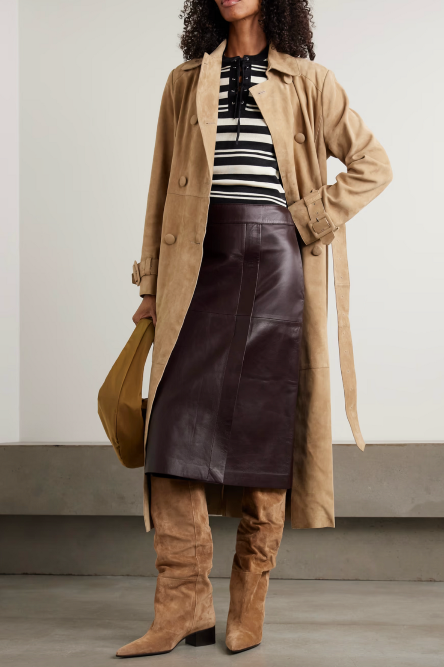 Sevres Paneled Leather Skirt