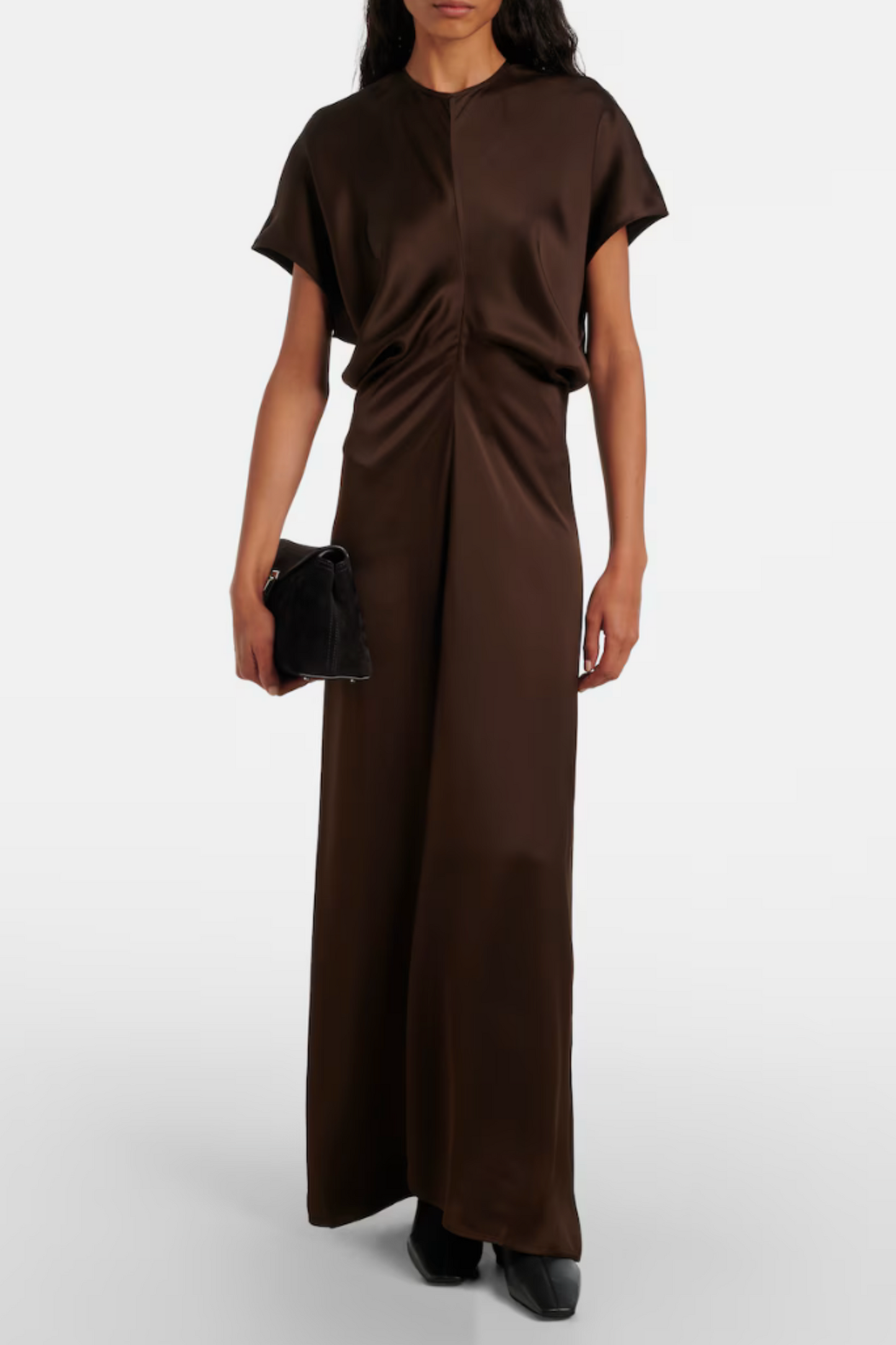 Draped Satin Maxi Dress