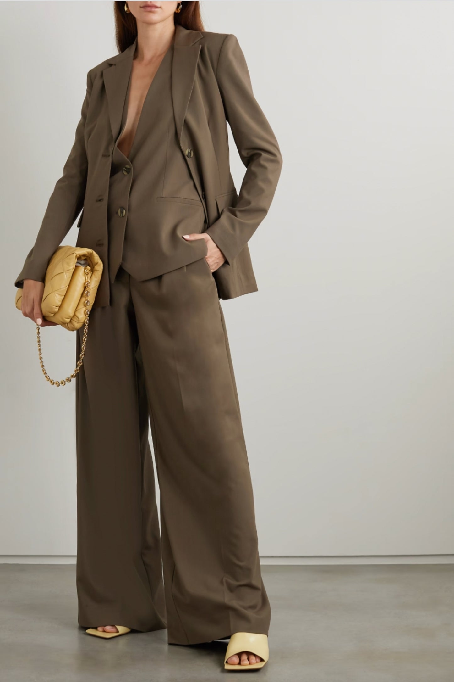 Usana Woven Blazer, Majsa Woven Vest and Kise Pleated Woven Wide-Leg Pants