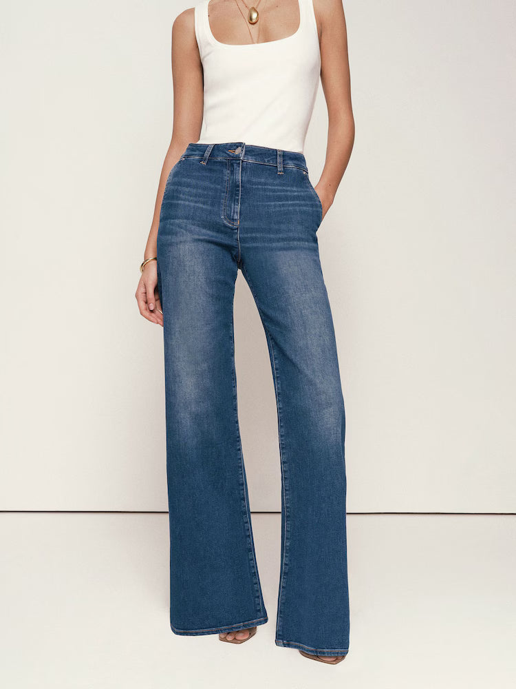 Addie Wide-leg Jeans in Mid Blue