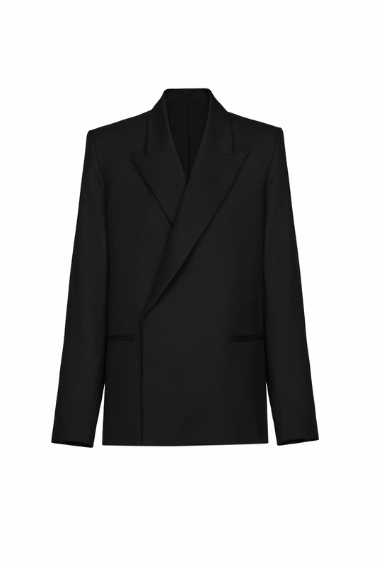Black Wool-Blend Suit Jacket