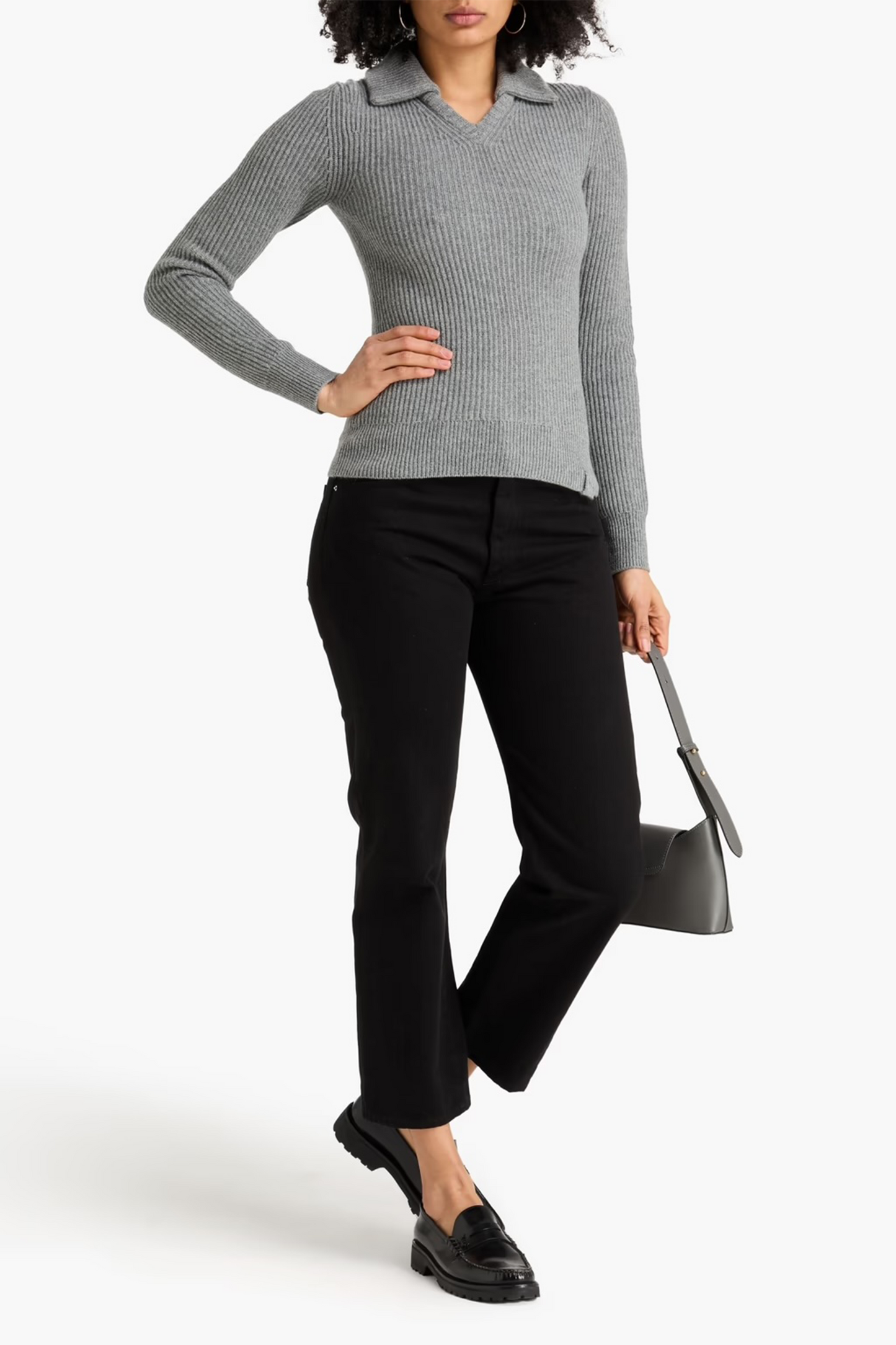 Ribbed Cashmere-blend Polo Sweater