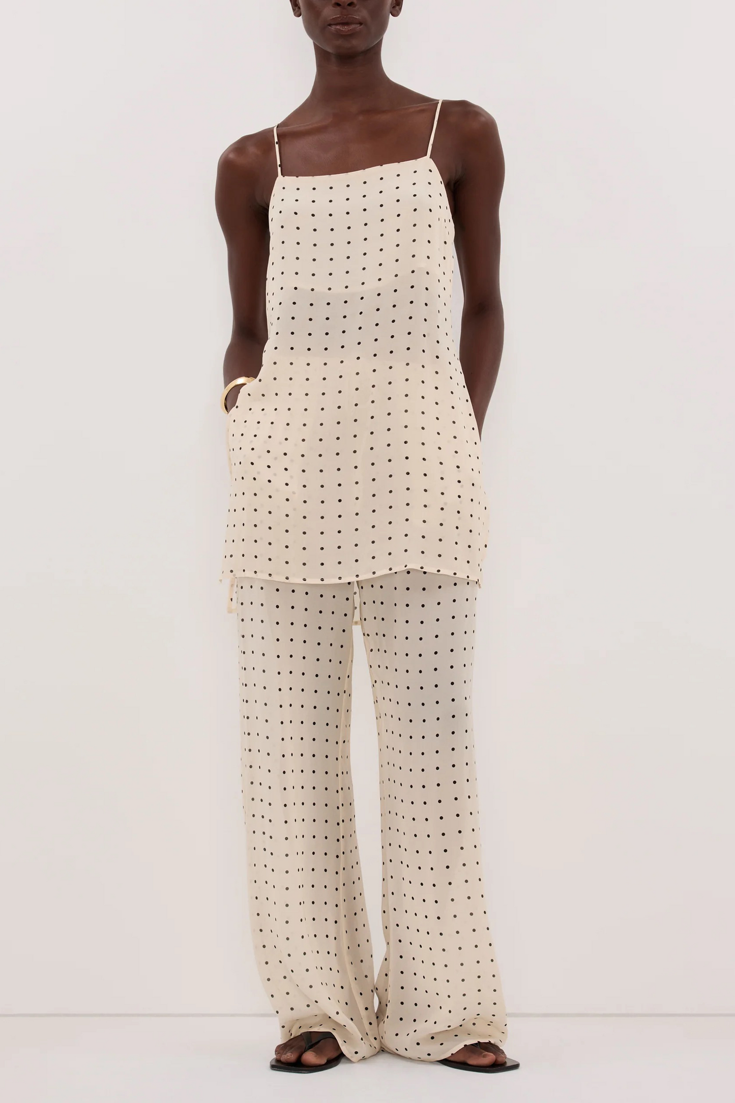 Vanessa Sandstone Sleeveless Spot Cami Top