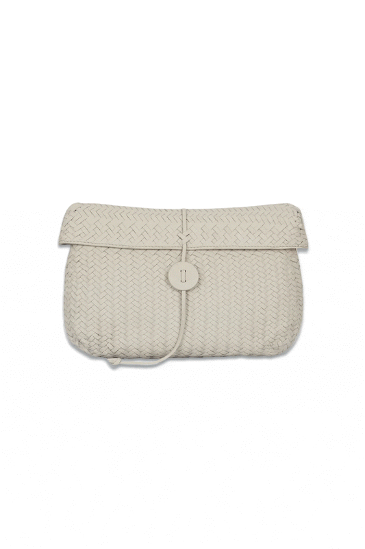 Metallic Handwoven Leather Clutch Bag