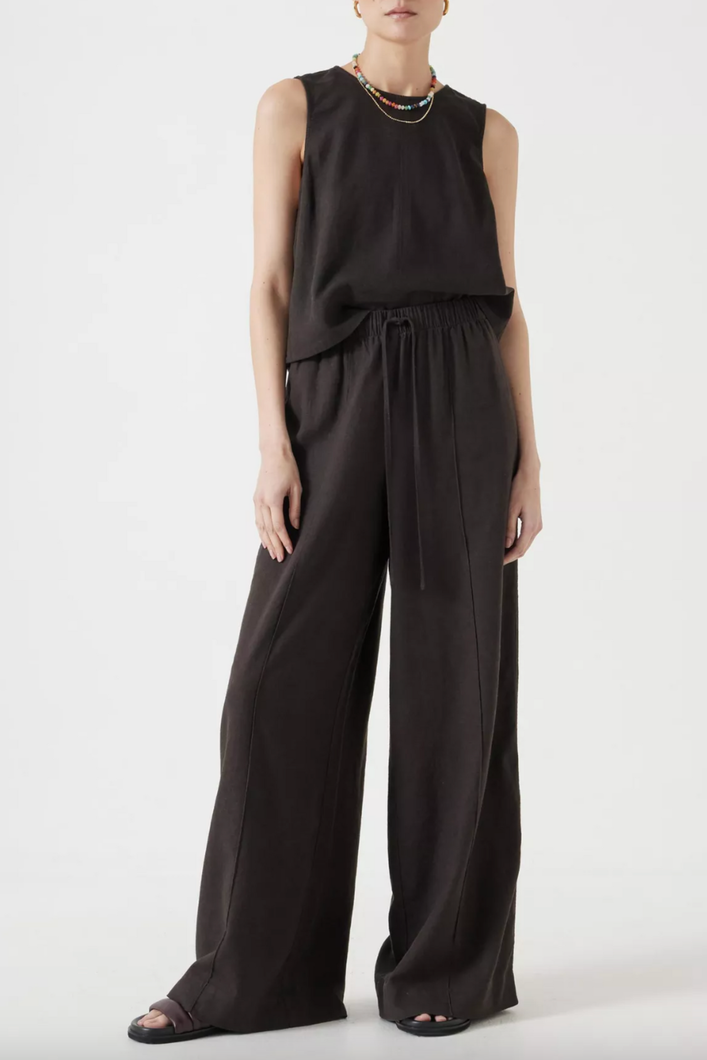 Vera Linen Blend Shell Top and Petunia Wide Leg Trousers