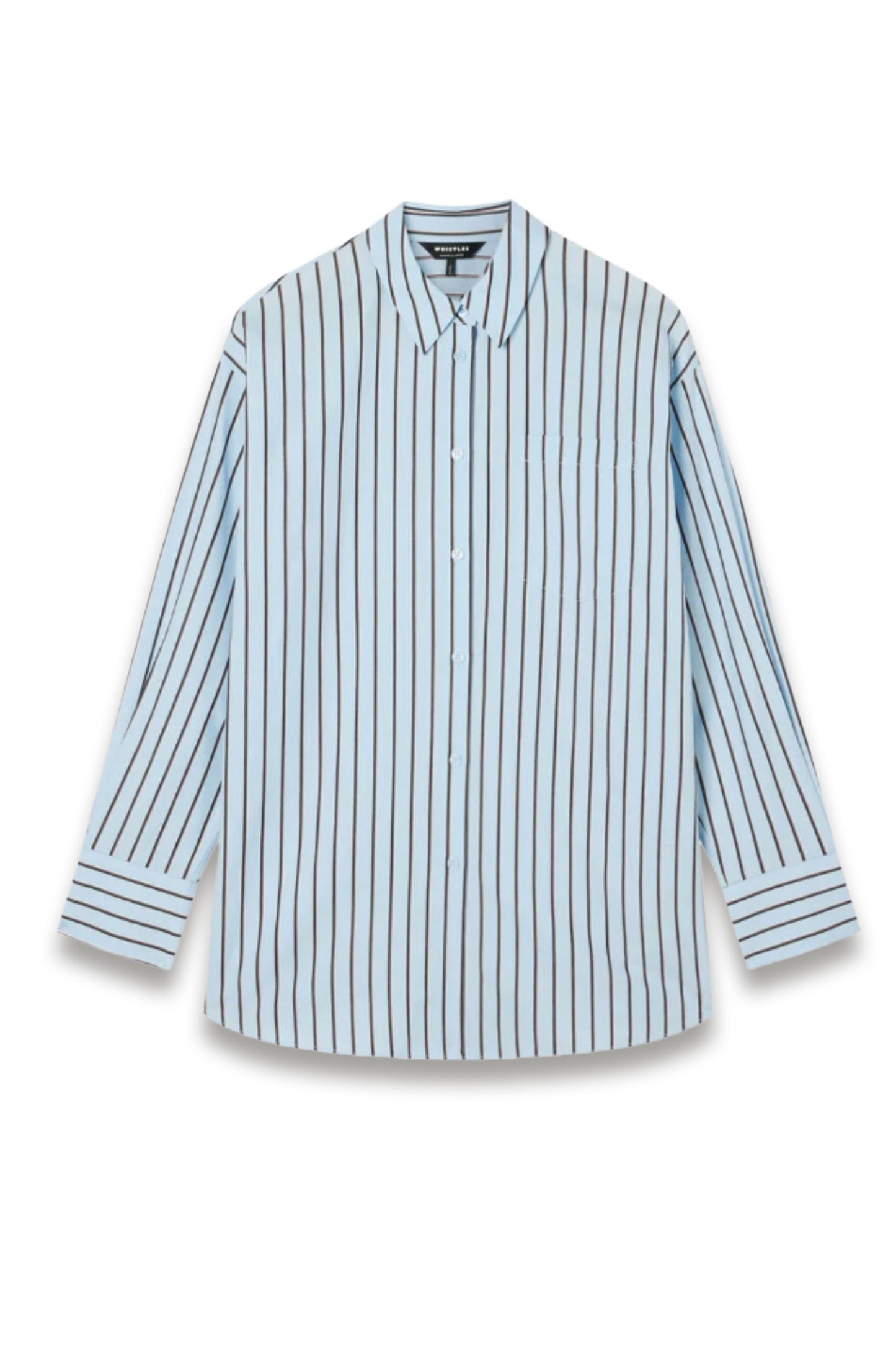 Blue Cotton Poplin Stripe Shirt