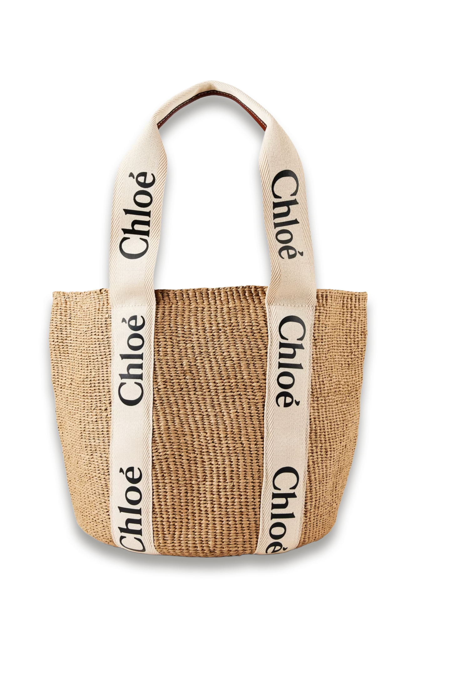 Woody Large Leather-trimmed Raffia Tote