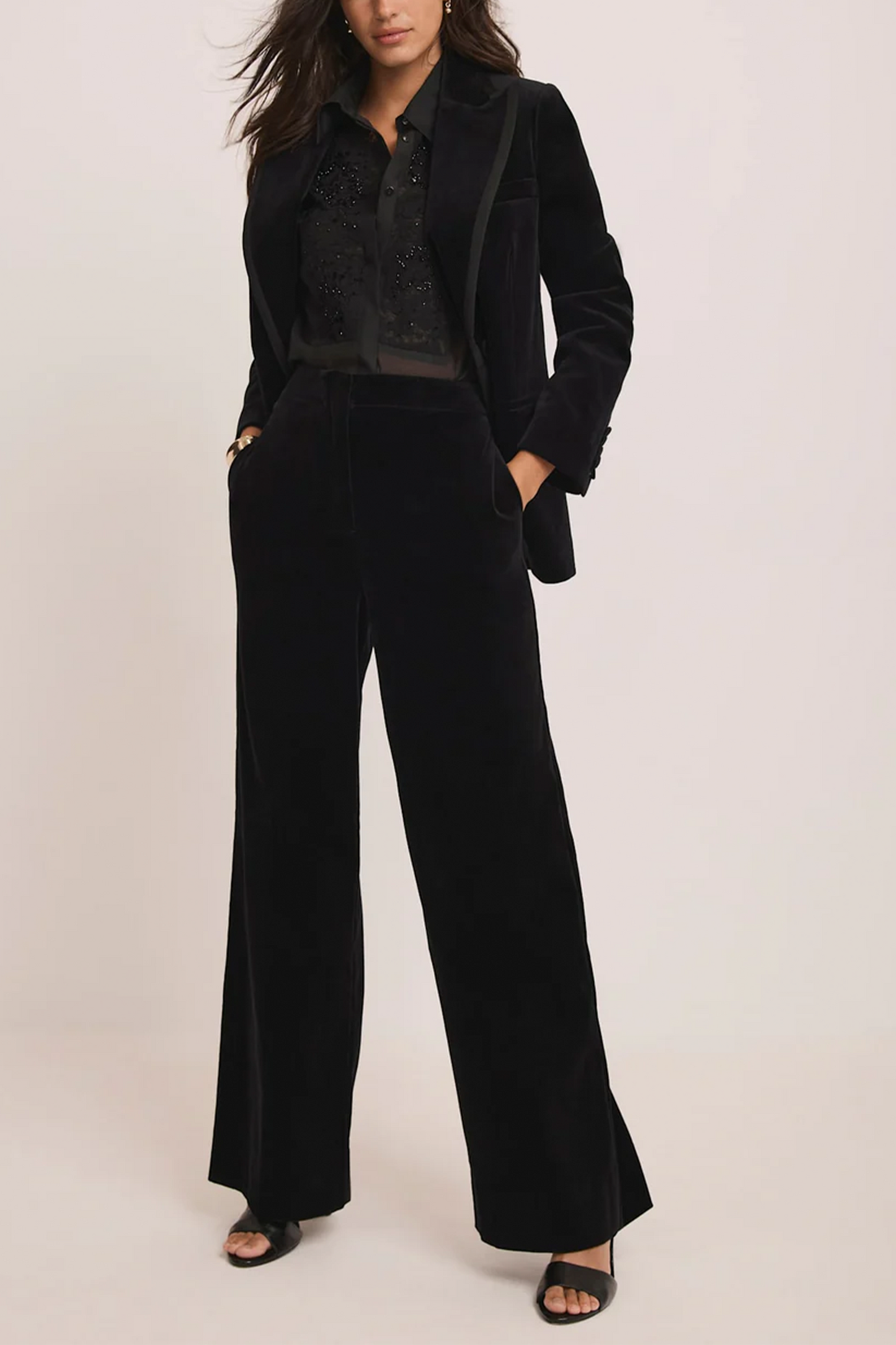 Black Velvet Satin Tux Blazer and Trousers