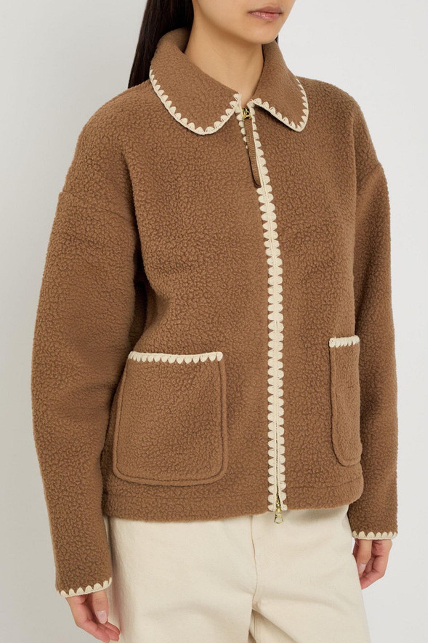 Ruiko Whipstitch-trim Fleece Jacket