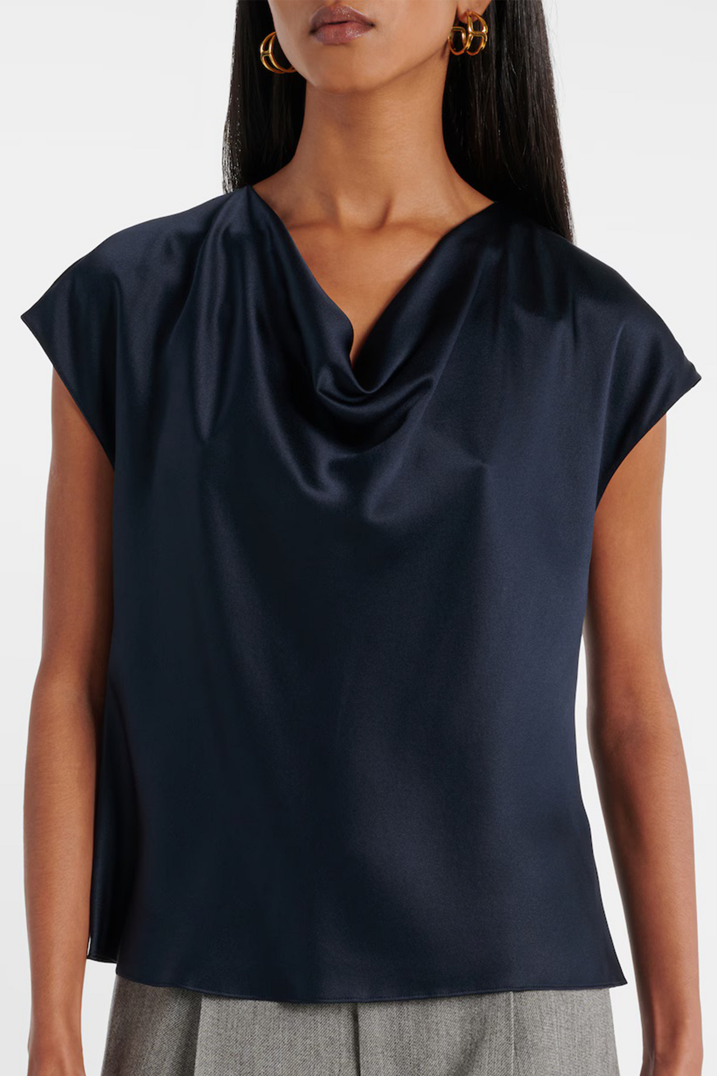 Draped Silk Satin Top