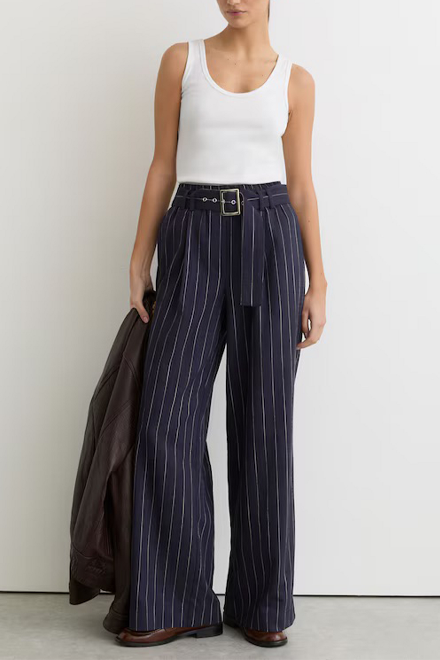 Violet Stretch-cotton Ribbed Vest in White