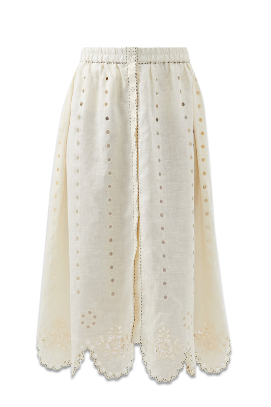Colette Broderie-anglaise Linen Skirt