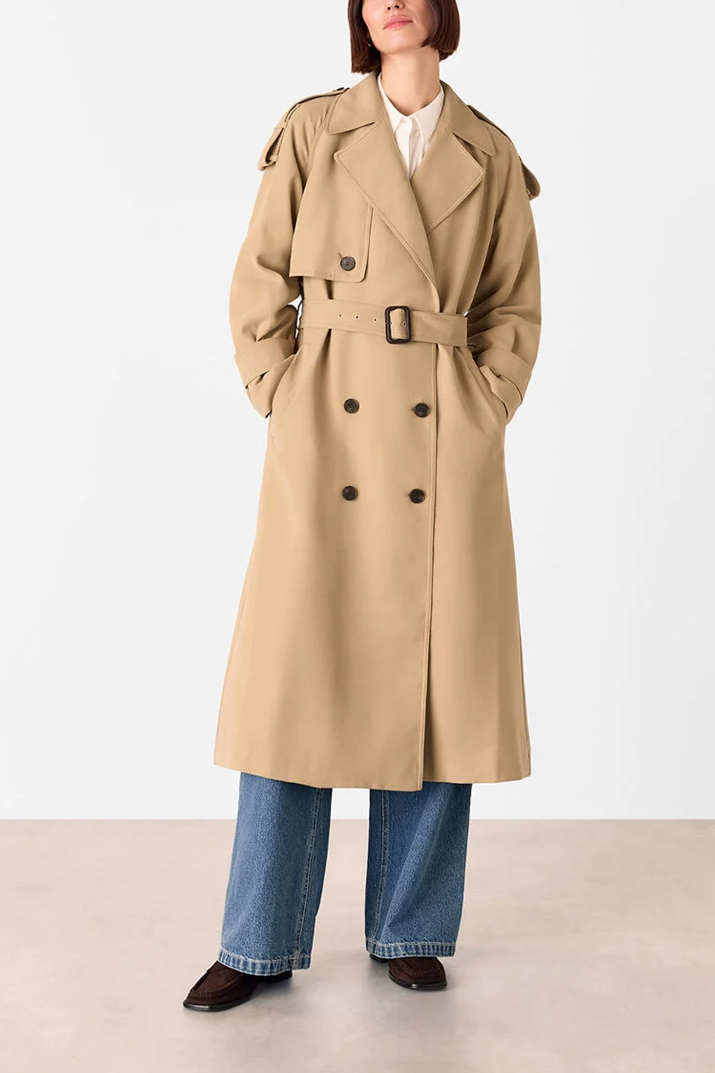 Neutral Soft Voluminous Trench Coat