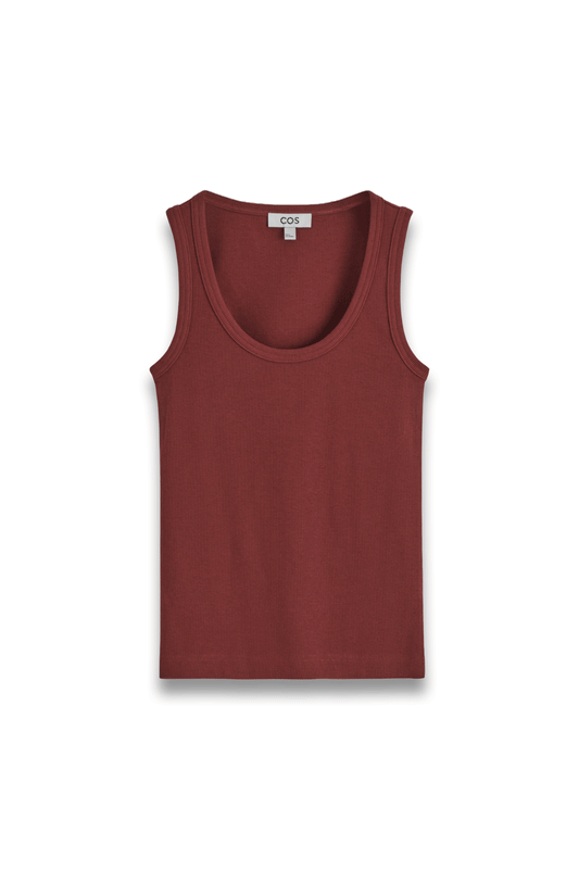 Ribbed Scoop-Neck Tank Top