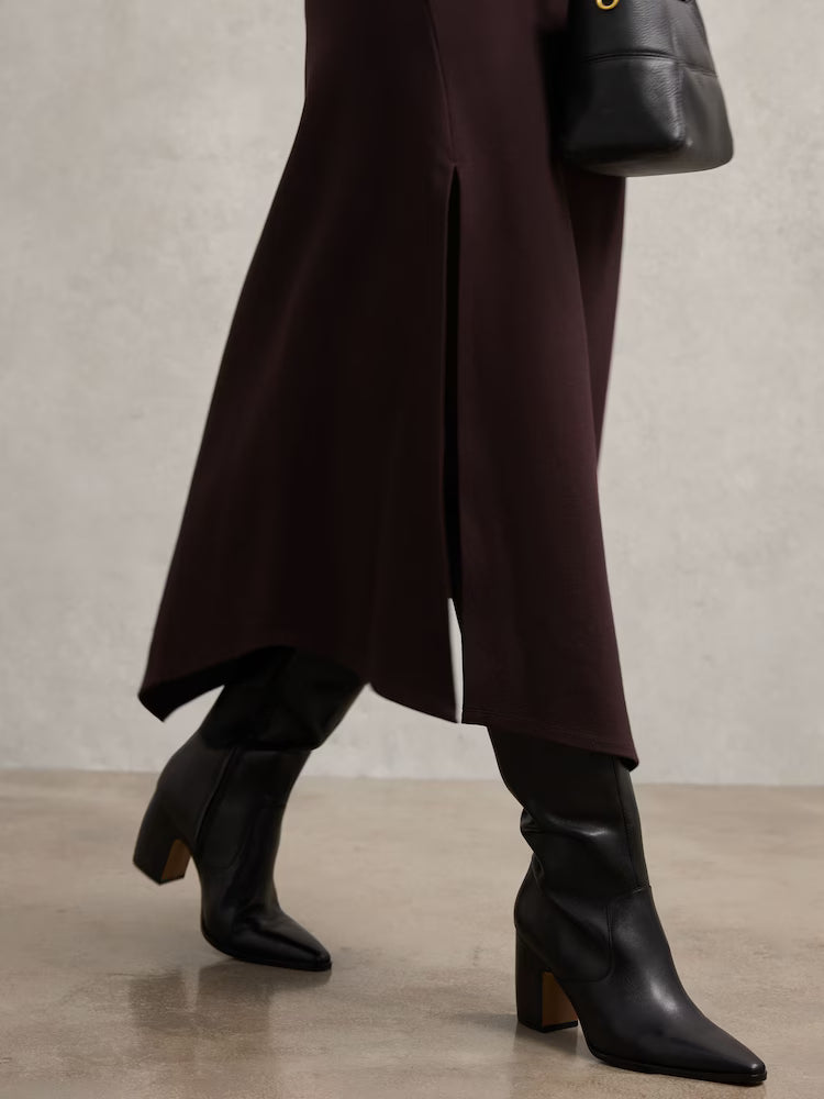 Gabrielle Leather Knee-High Block-Heel Boots in Black