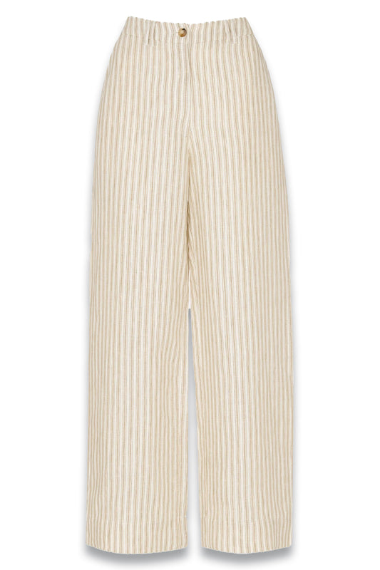 Neutral Linen Stripe Trouser