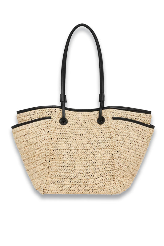 Neutral Zoelle Straw Tote Bag