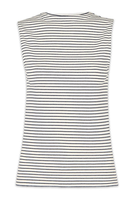 Ivory Stripe High Neck Rib Tee
