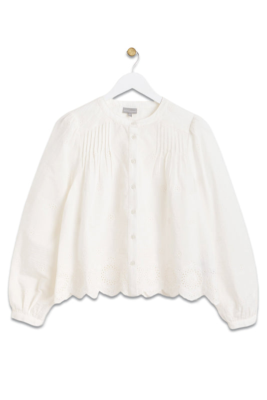 Broderie Pintuck White Blouse