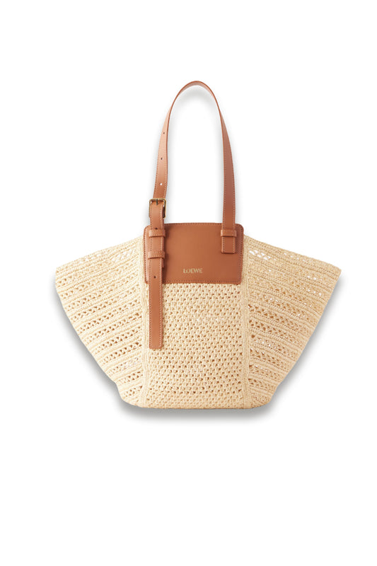 Paula's Ibiza Hammock Cabas Leather-trimmed Raffia Tote