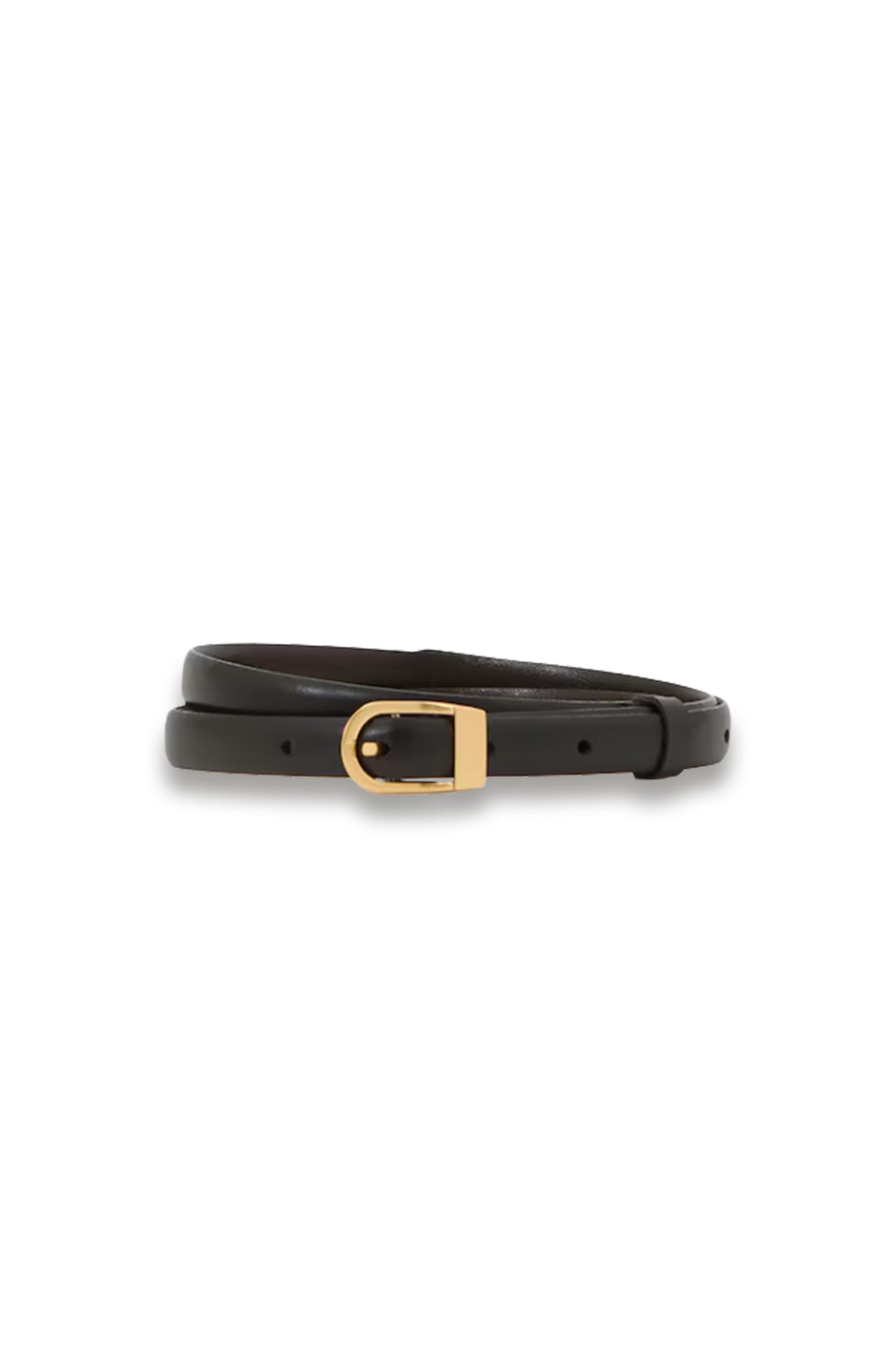 Leather Mini-Buckle Belt in Black