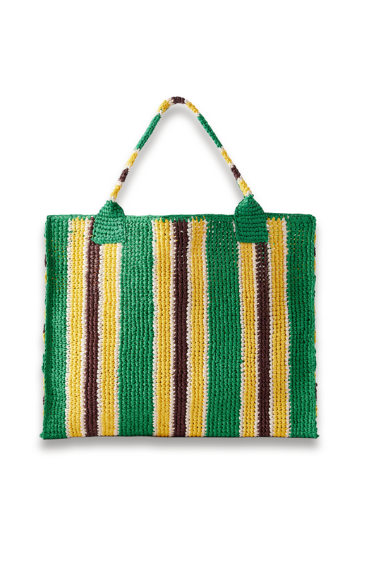 Sol Striped Woven Raffia Tote Bag
