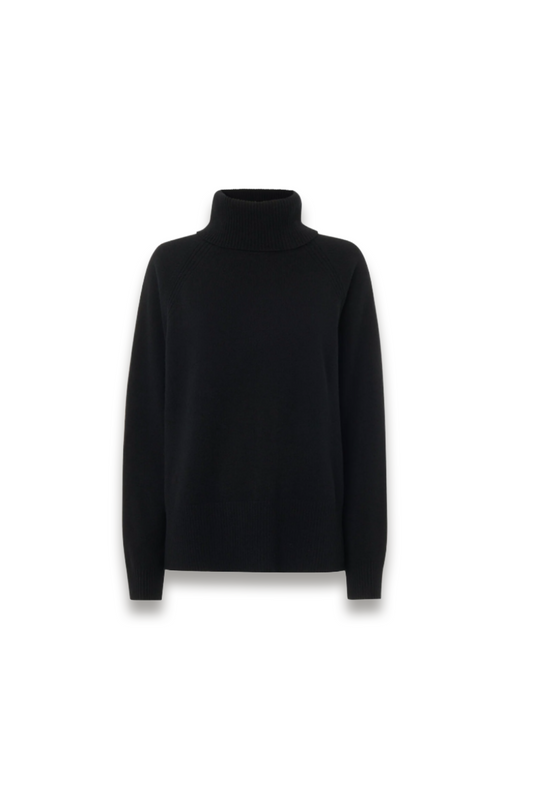 Black Cashmere Roll Neck