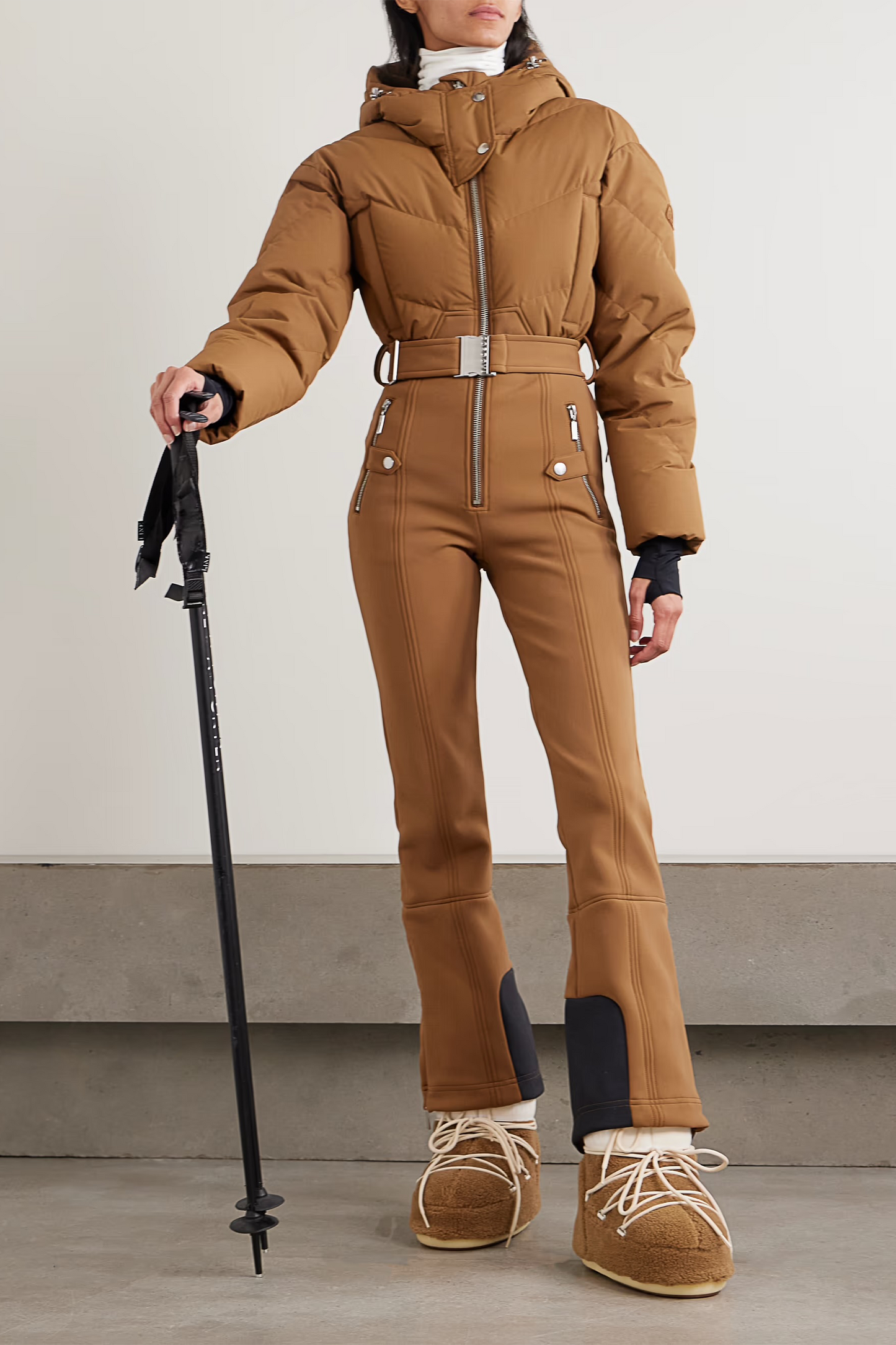 Ajax Hooded Belted Recycled Quilted Down Ski Suit