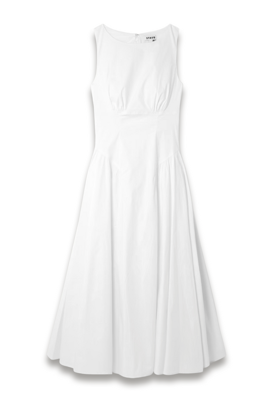 Gwen Paneled Pleated Cotton-blend Poplin Midi Dress