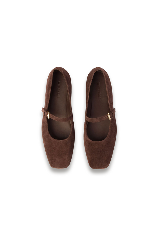 Chocolate Suede Mary Jane Ballet Pump