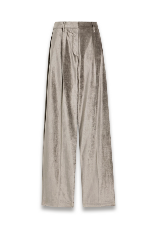 Cotton-blend Velvet Straight-leg Pants