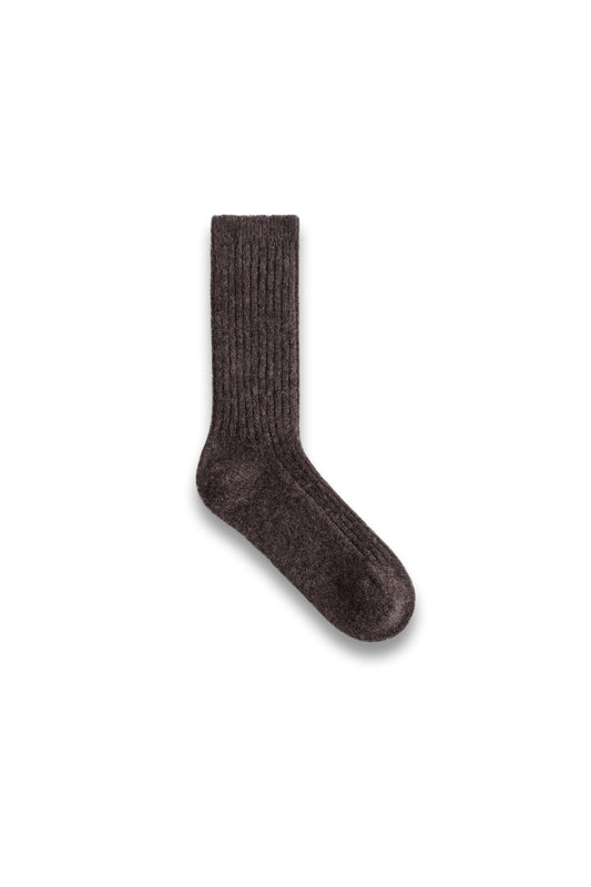 Ribbed Cashmere Socks in Dark Brown