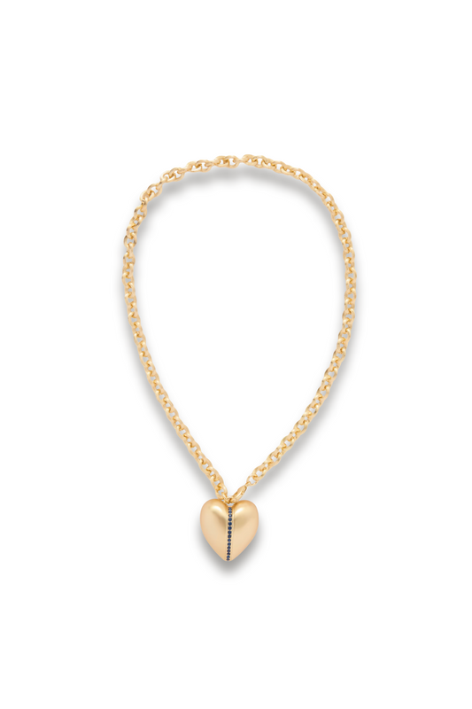 The Sapphire Stripe Puffy Heart gold-tone and sapphire necklace