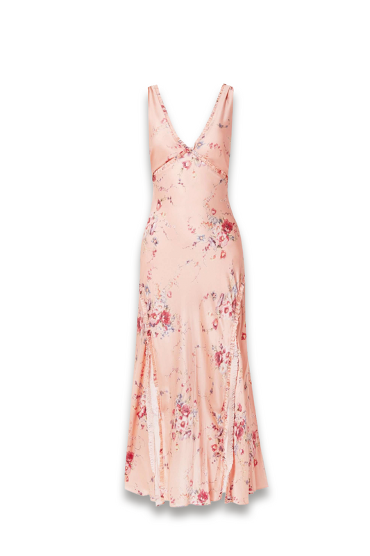 Kendall ruffled floral-print silk-satin maxi dress