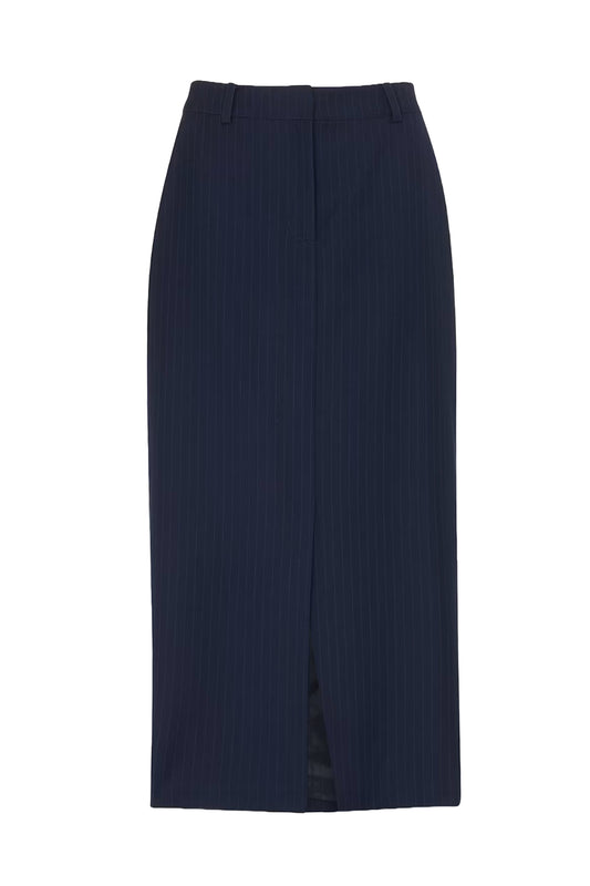 Pinstripe Tailored Midi Skirt