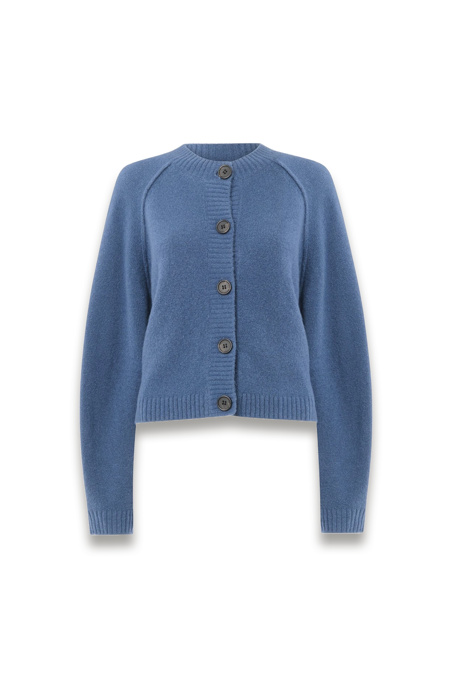 Blue Wool Mix Crew Cardigan