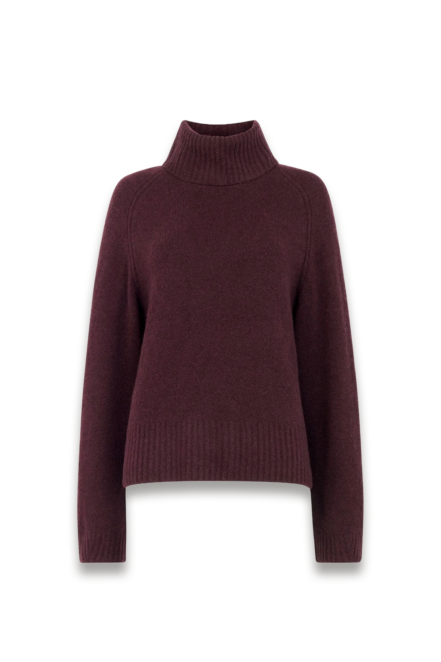 Burgundy Roll Neck Wool Mix Jumper