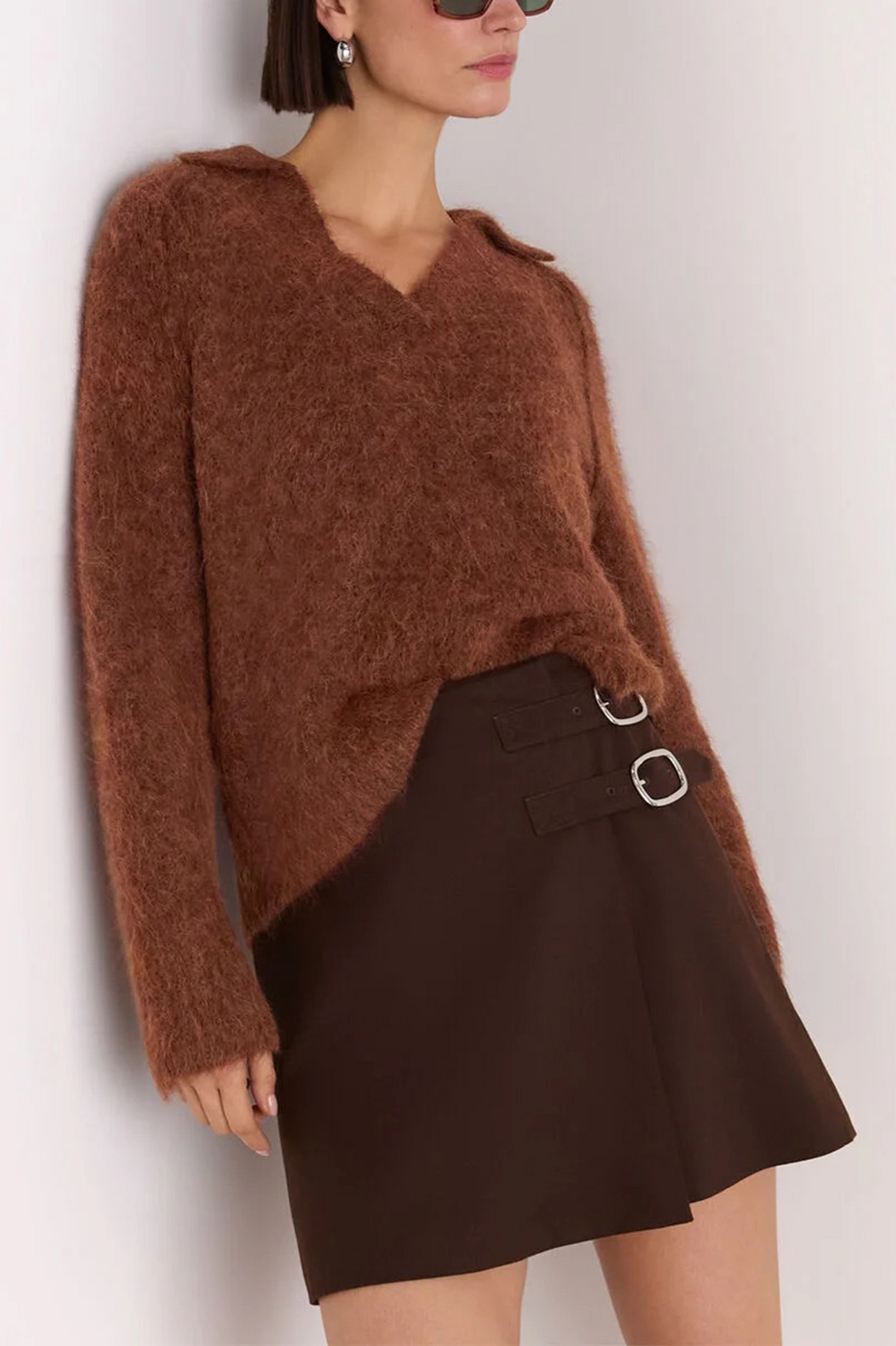 Rust Alpaca Collar Neck Knit
