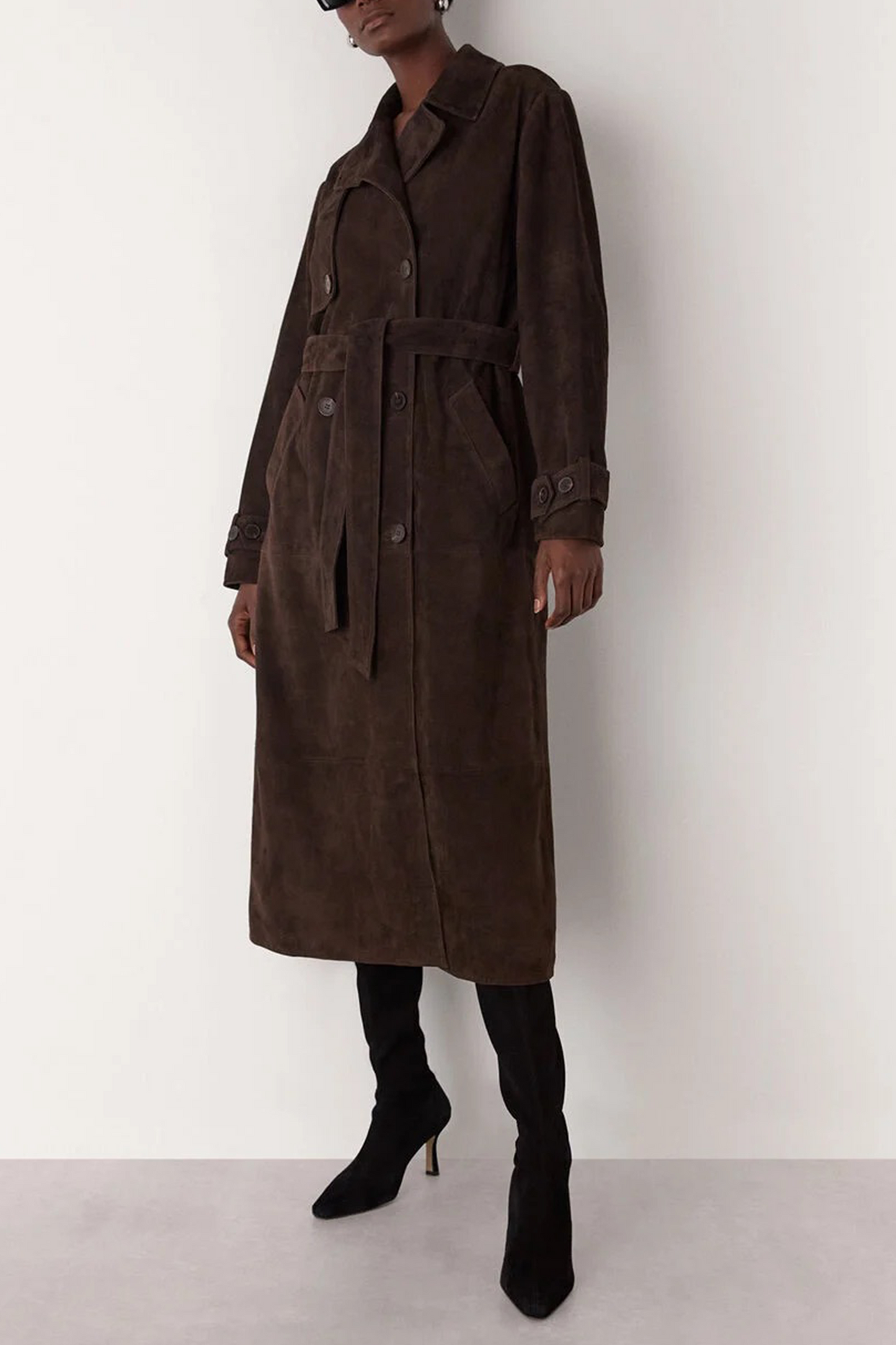 Chocolate Suede Trench Coat