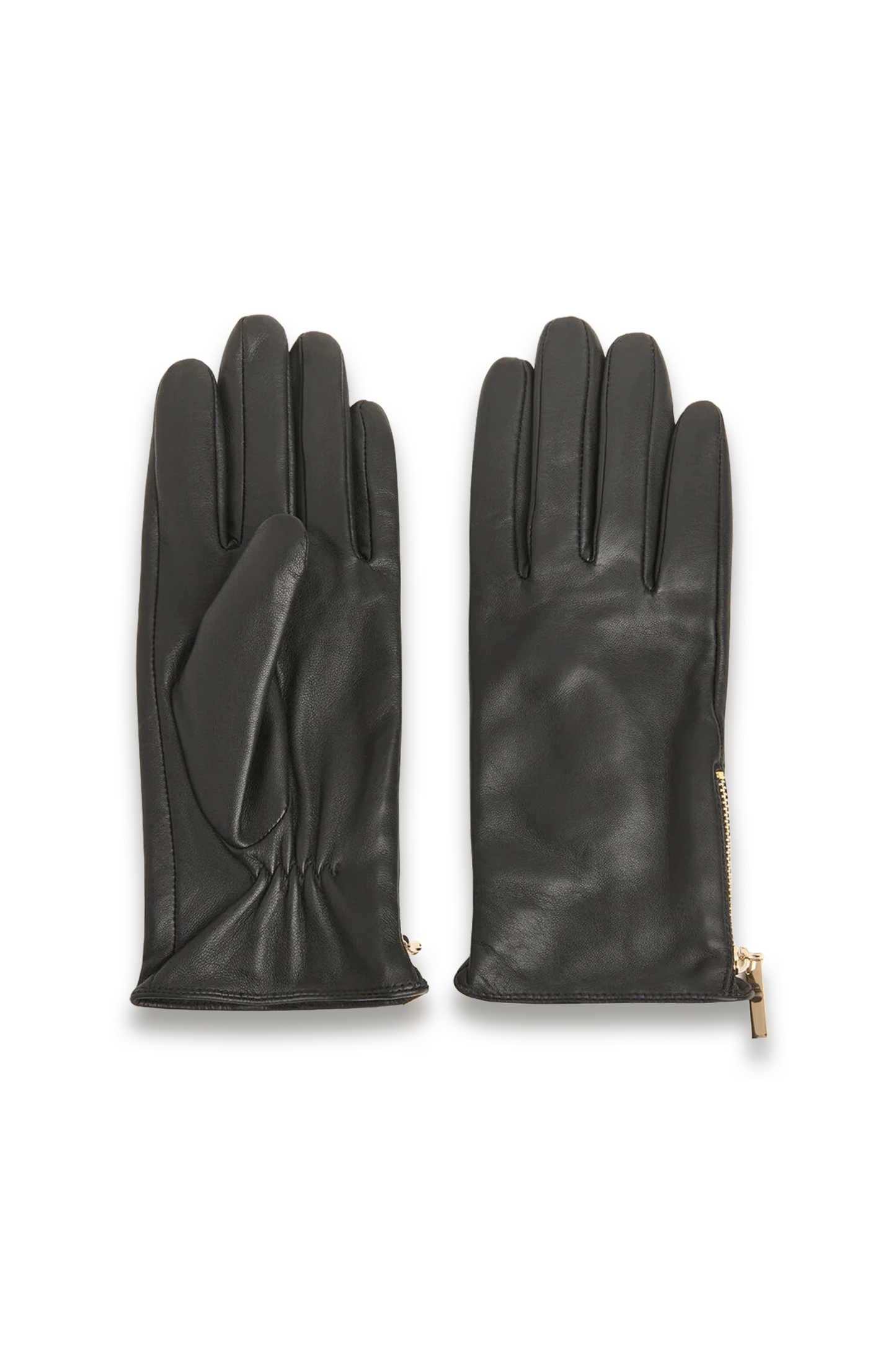 Black Zip Leather Gloves